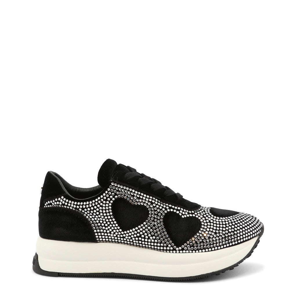 LOVE MOSCHINO black/silver faux leather Sneakers