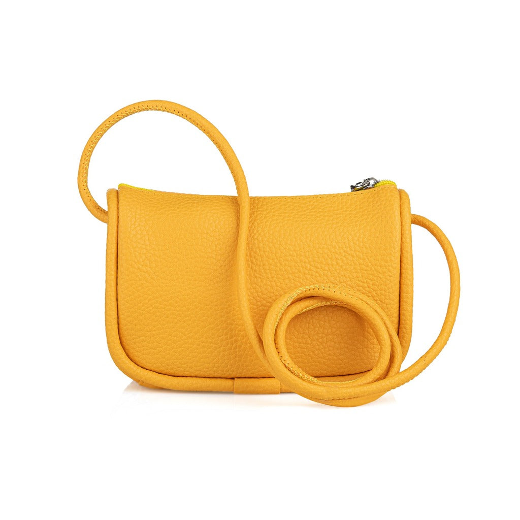 LUCKY BEES yellow faux leather Shoulder Bag