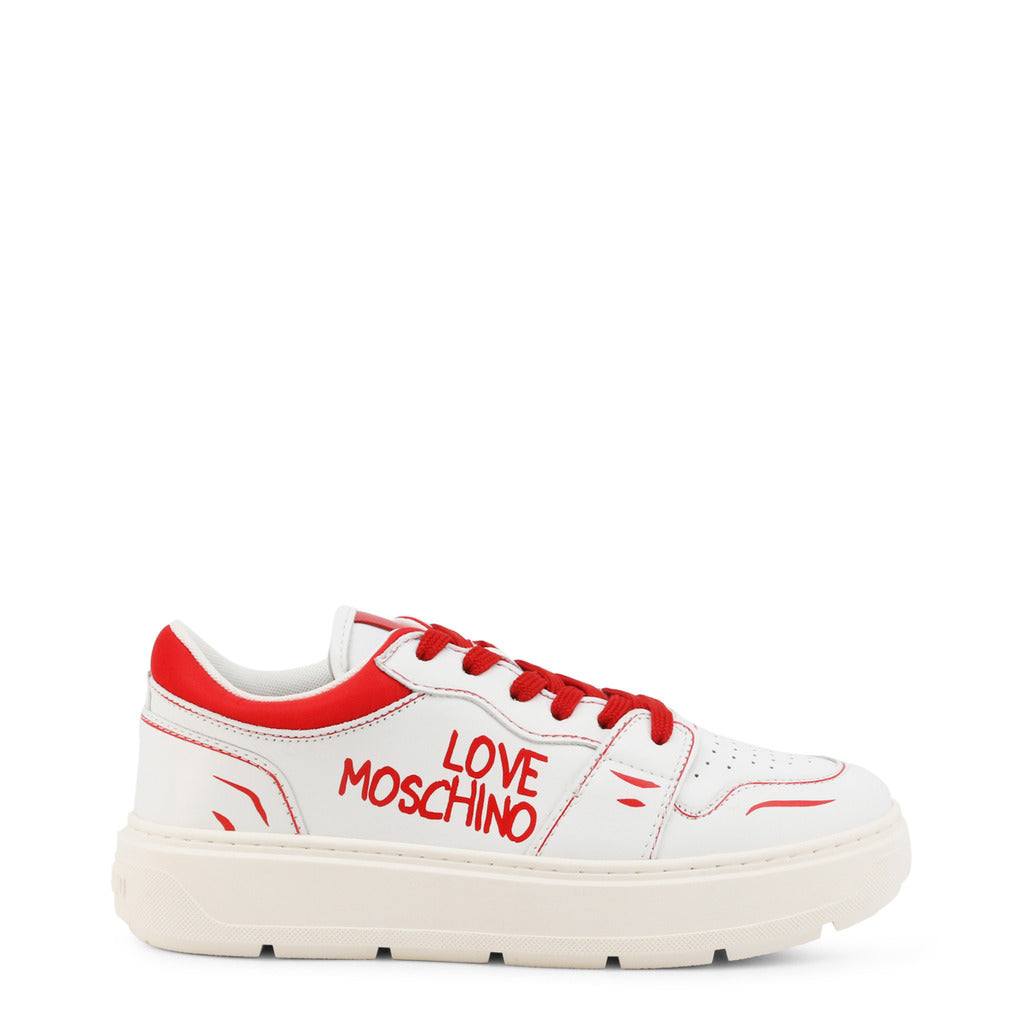 LOVE MOSCHINO white/red leather Sneakers