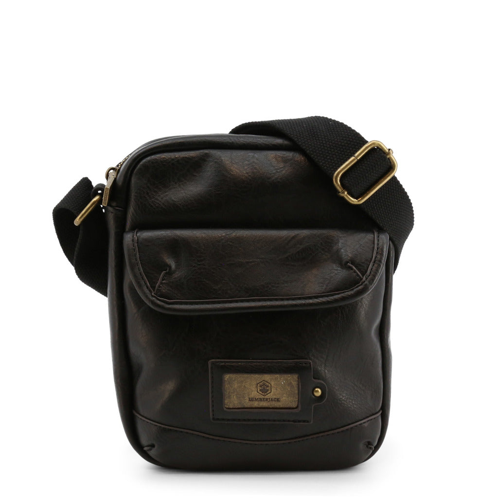 LUMBERJACK black faux leather Messenger Bag