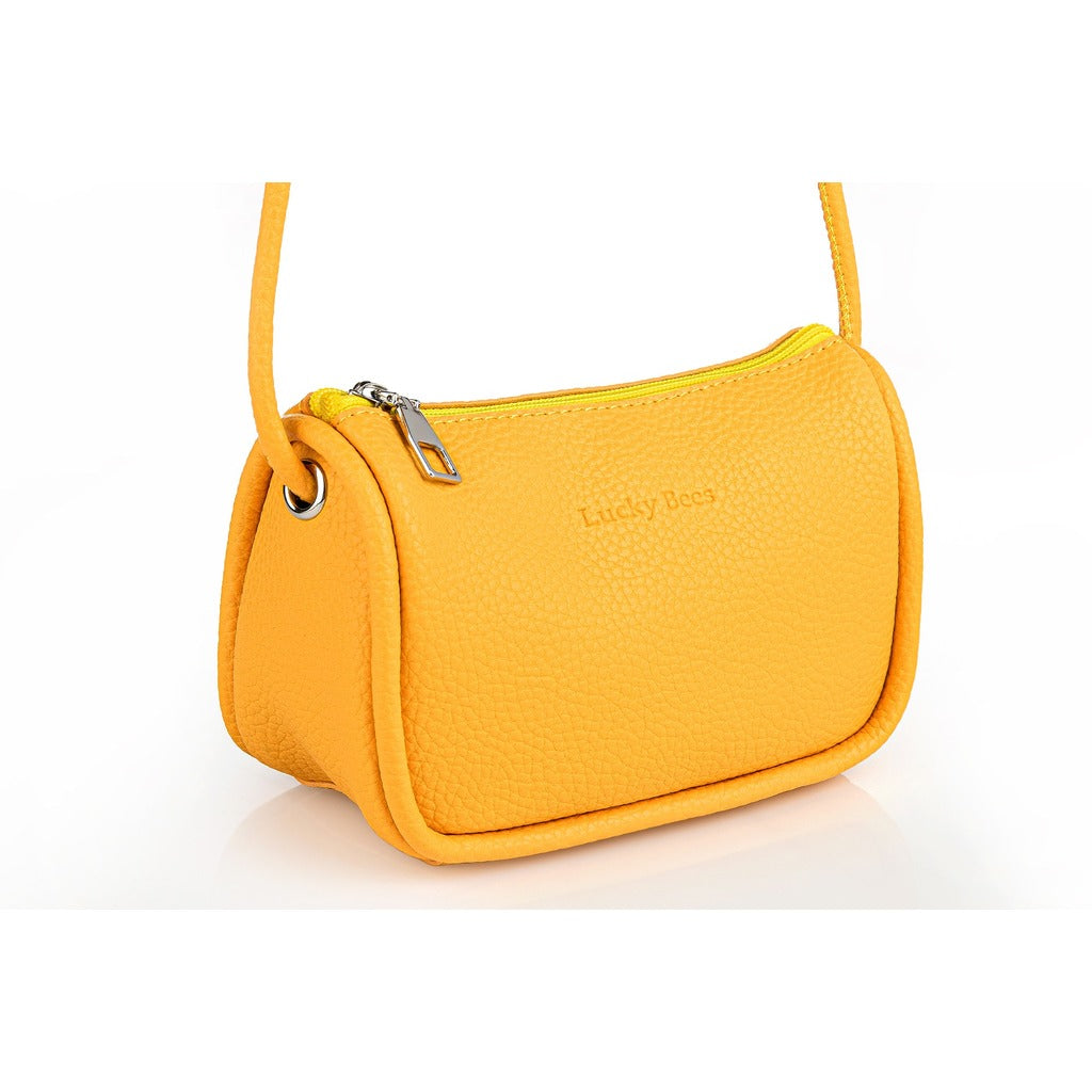 LUCKY BEES yellow faux leather Shoulder Bag