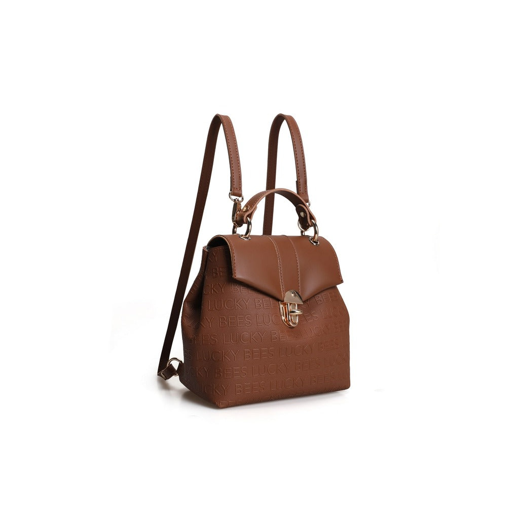 LUCKY BEES brown faux leather Backpack