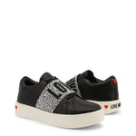 Load image into Gallery viewer, LOVE MOSCHINO black/silver faux leather Sneakers
