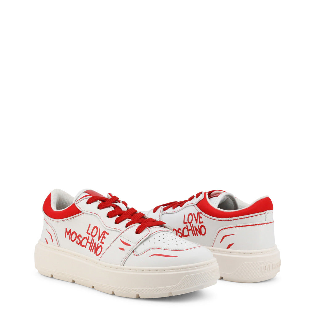 LOVE MOSCHINO white/red leather Sneakers