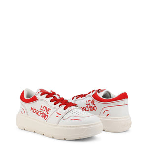 LOVE MOSCHINO white/red leather Sneakers