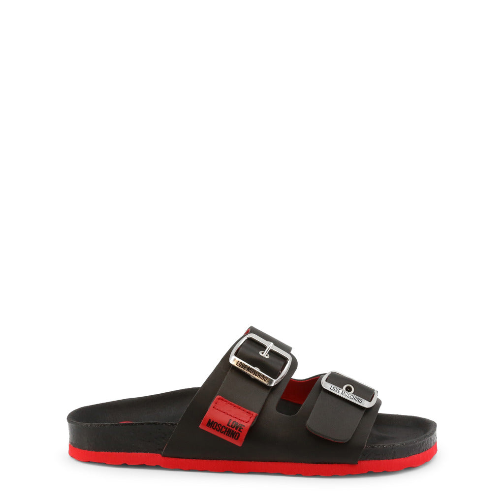 LOVE MOSCHINO black/red leather Sandals