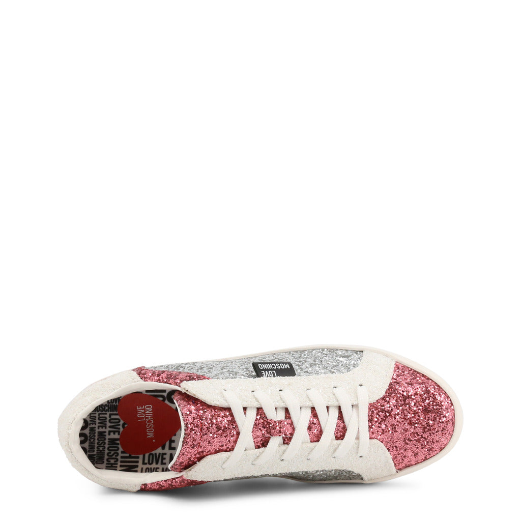 LOVE MOSCHINO silver/pink glitter Sneakers