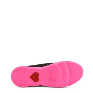 LOVE MOSCHINO black/pink fabric Slip On Sneakers