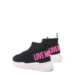 Load image into Gallery viewer, LOVE MOSCHINO black fabric Hi Top Sneakers
