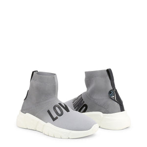LOVE MOSCHINO grey fabric Hi Top Sneakers