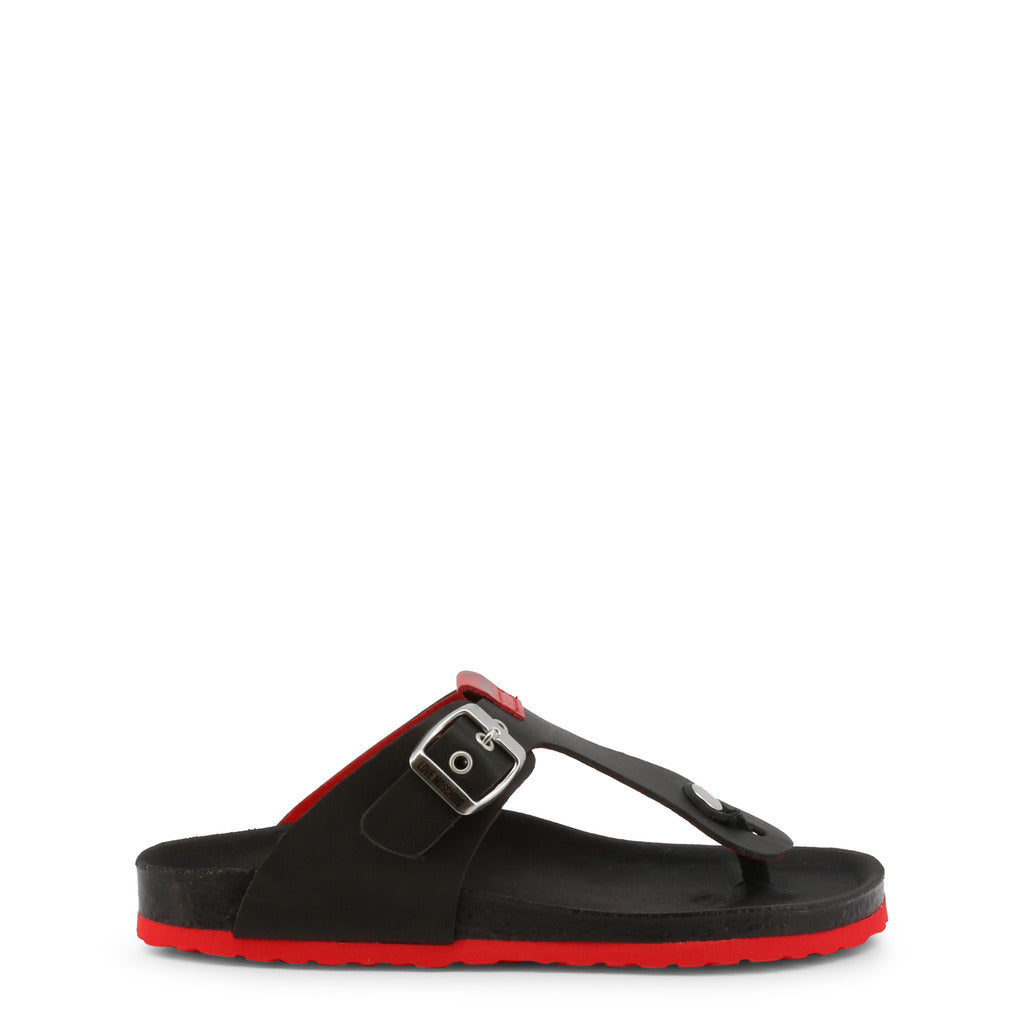 LOVE MOSCHINO black/red leather Sandals