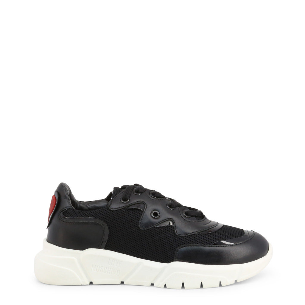 LOVE MOSCHINO black/white/red faux leather Sneakers