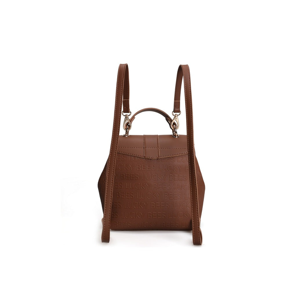 LUCKY BEES brown faux leather Backpack