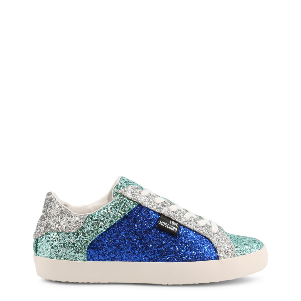 LOVE MOSCHINO blue/silver glitter Sneakers