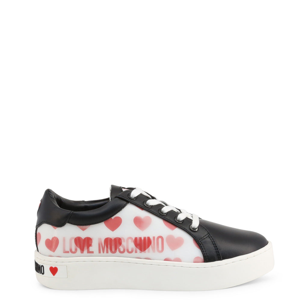 LOVE MOSCHINO black/white/red faux leather Sneakers