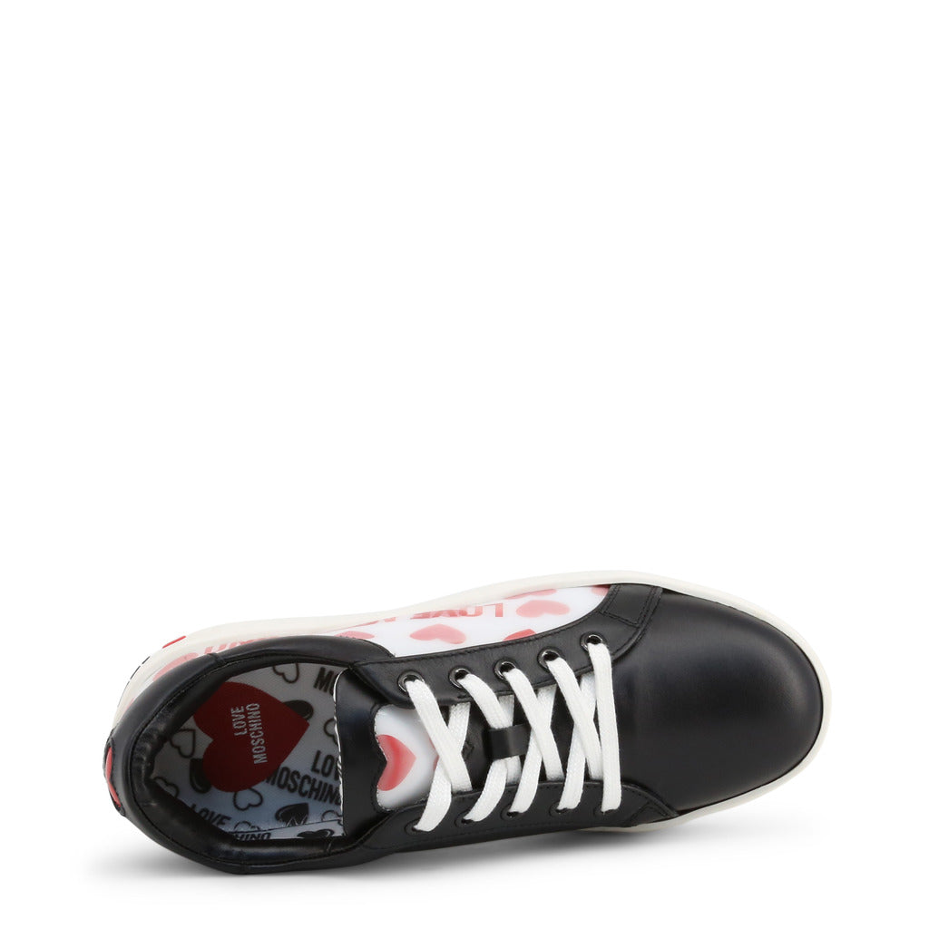 LOVE MOSCHINO black/white/red faux leather Sneakers