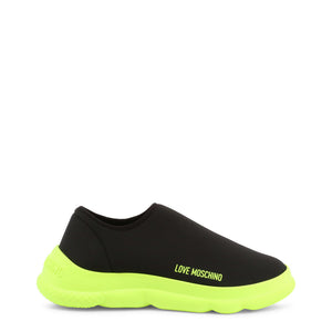 LOVE MOSCHINO black/yellow fabric Slip On Sneakers