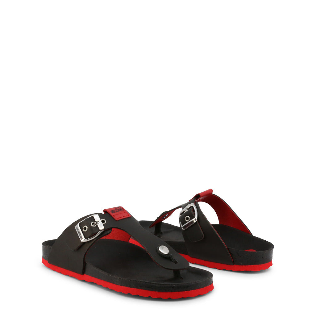 LOVE MOSCHINO black/red leather Sandals