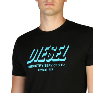 DIESEL  T-DIEGOS-A5 black/light blue cotton T-Shirt