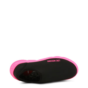 LOVE MOSCHINO black/pink fabric Slip On Sneakers