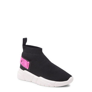 LOVE MOSCHINO black fabric Hi Top Sneakers