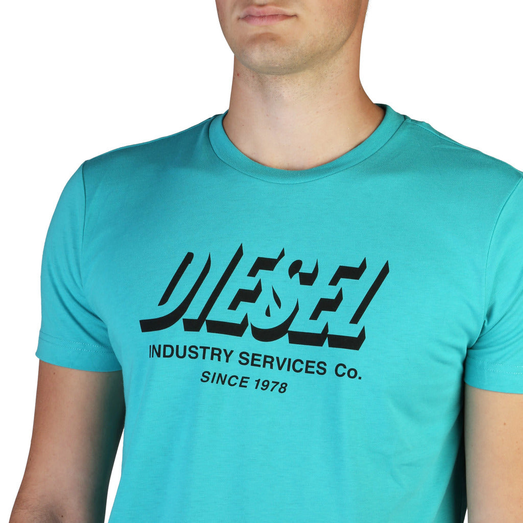 DIESEL T-DIEGOS-A5 light blue/black cotton T-Shirt