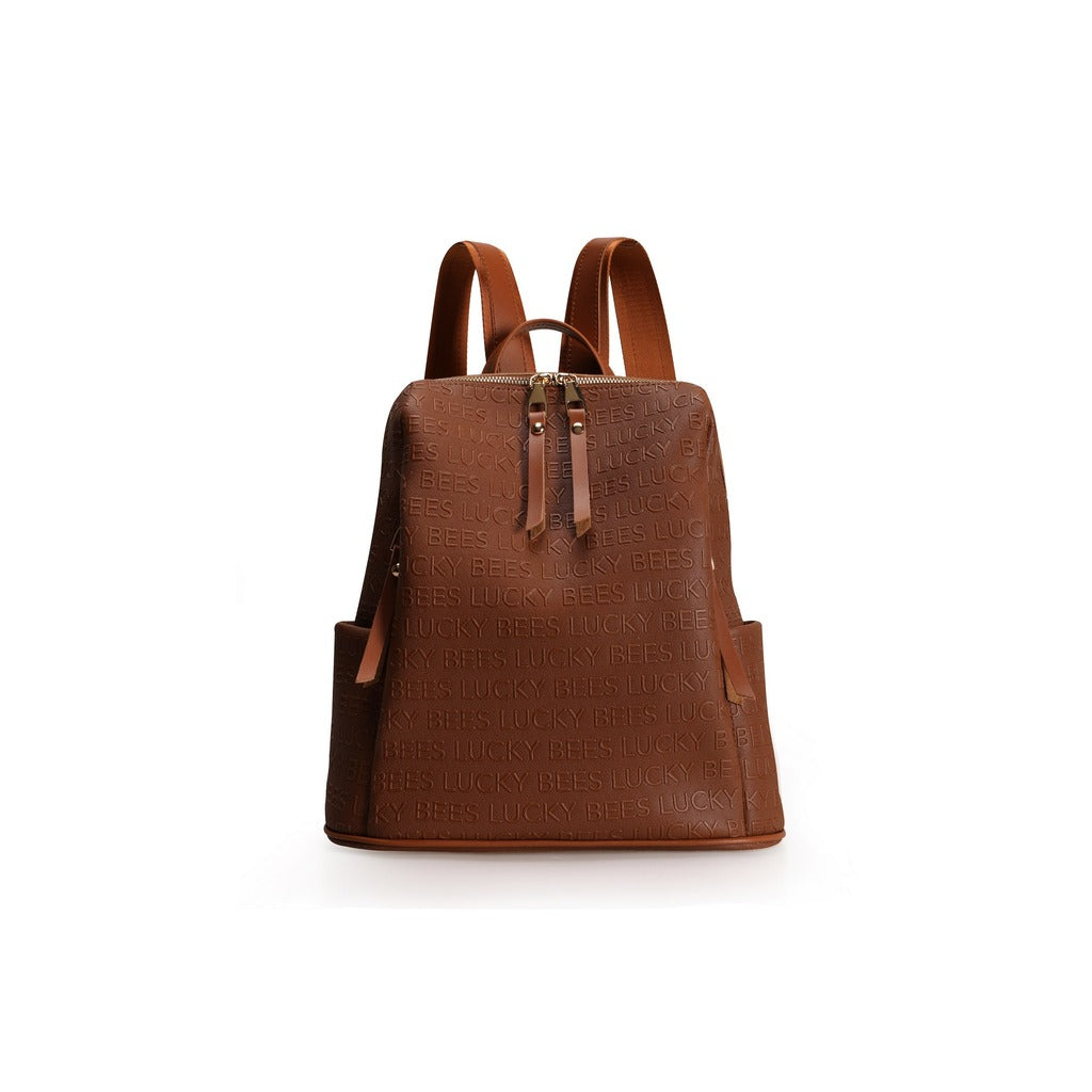 LUCKY BEES brown faux leather Backpack