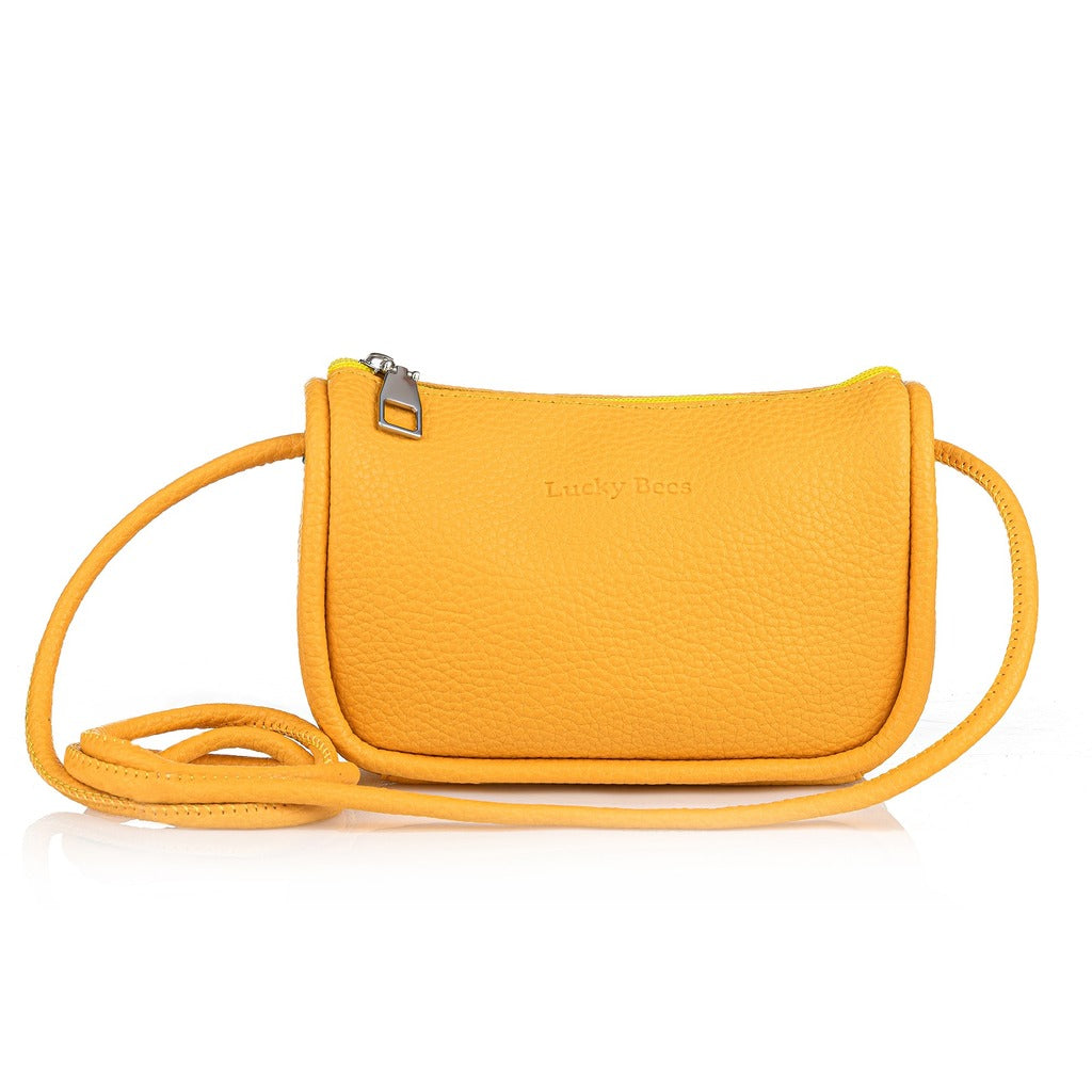 LUCKY BEES yellow faux leather Shoulder Bag