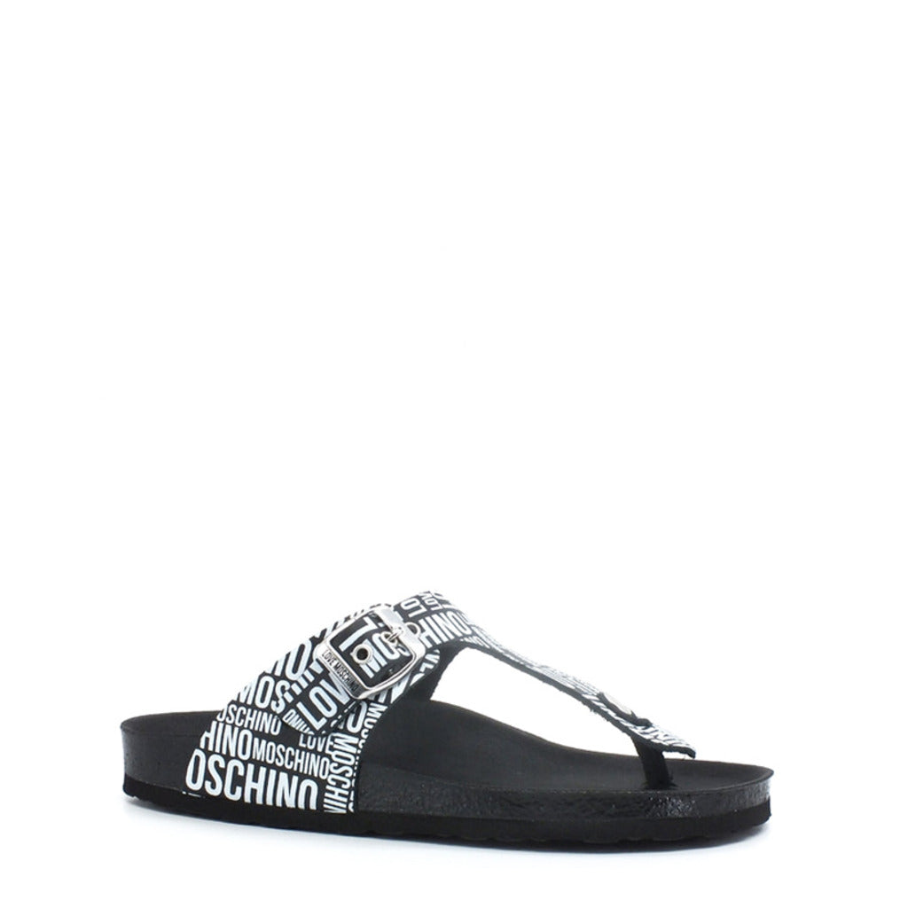 LOVE MOSCHINO black/white leather Sandals