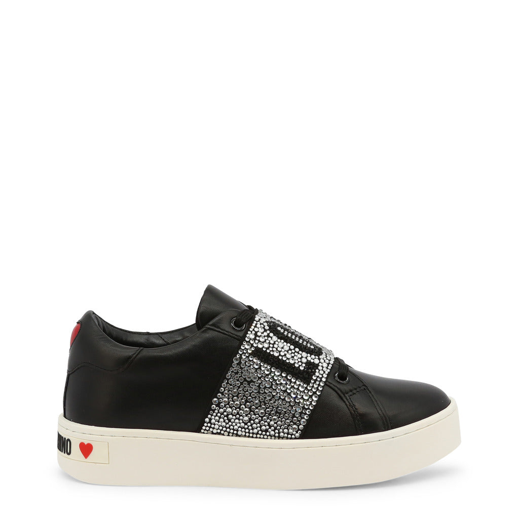 LOVE MOSCHINO black/silver faux leather Sneakers