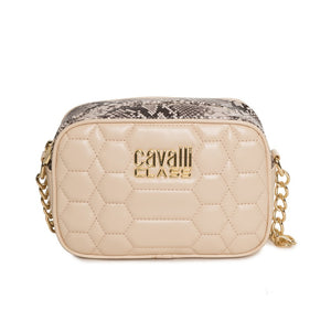 Cavalli Class beige leather Shoulder Bag