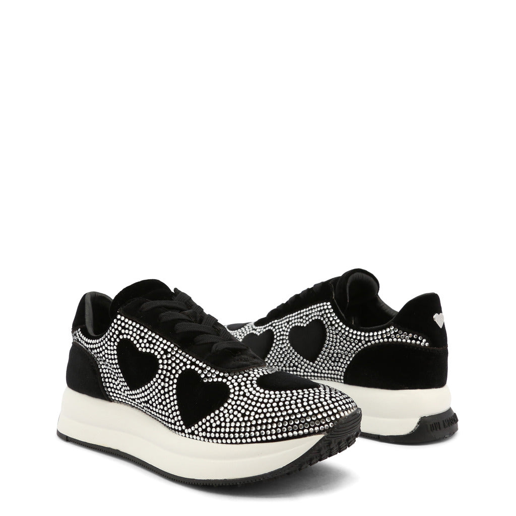 LOVE MOSCHINO black/silver faux leather Sneakers