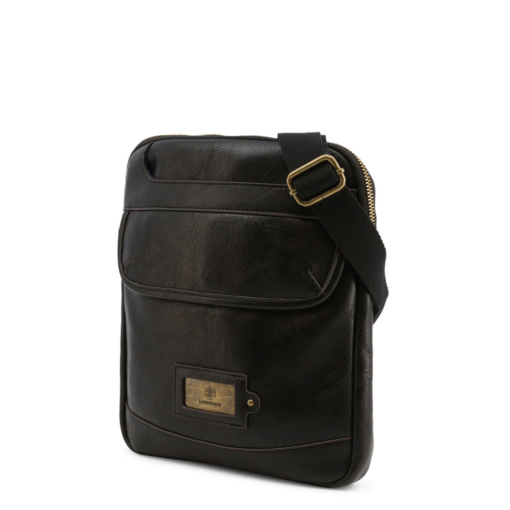 LUMBERJACK black faux leather Messenger Bag