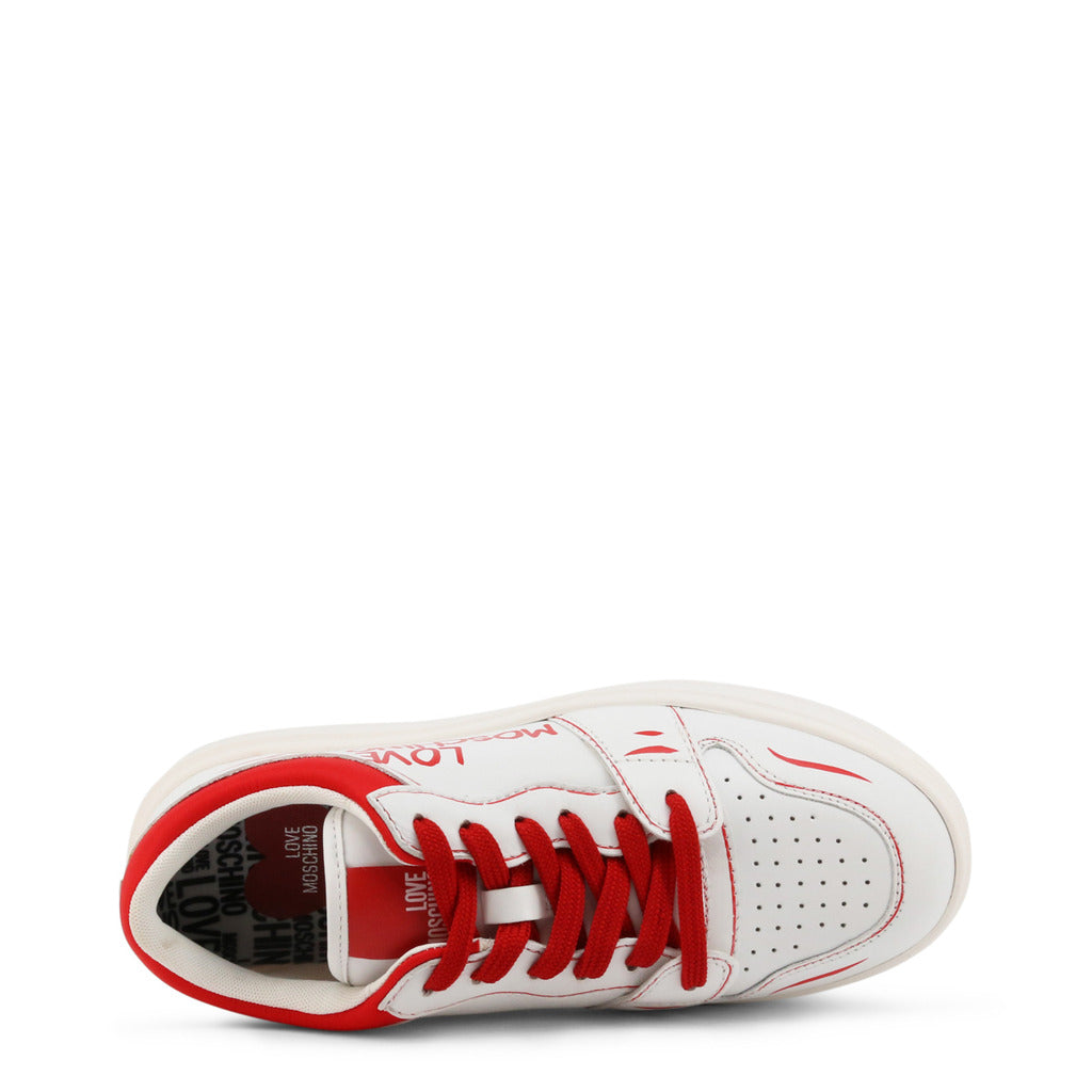 LOVE MOSCHINO white/red leather Sneakers