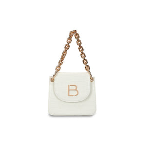 LUCKY BEES white/gold faux leather Shoulder Bag