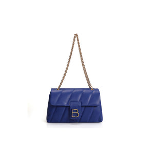 LUCKY BEES blue/gold faux leather Shoulder Bag