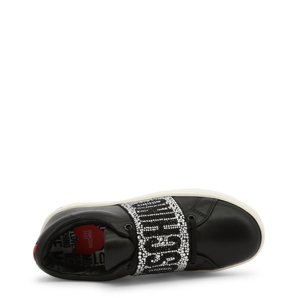 LOVE MOSCHINO black/silver faux leather Sneakers