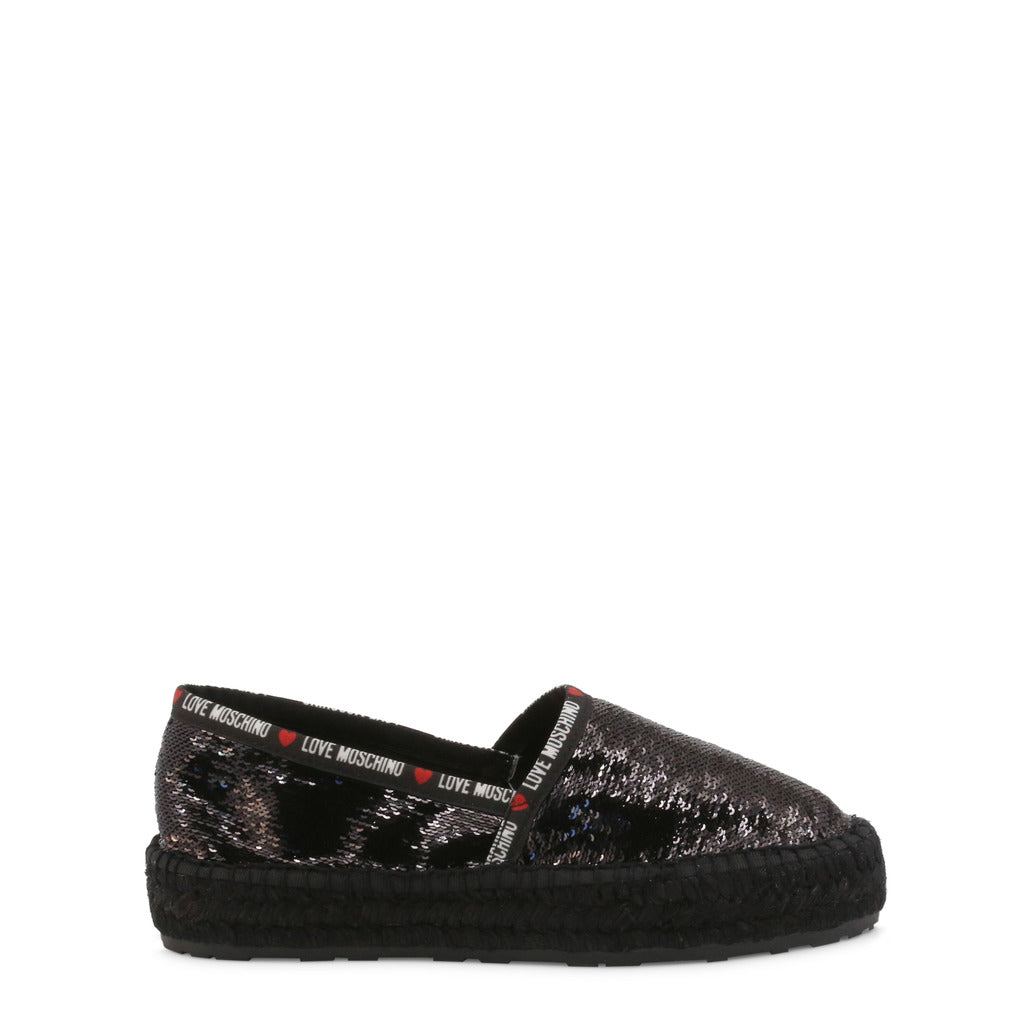 LOVE MOSCHINO black fabric Espadrilles