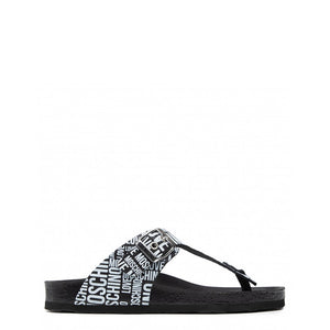 LOVE MOSCHINO black/white leather Sandals