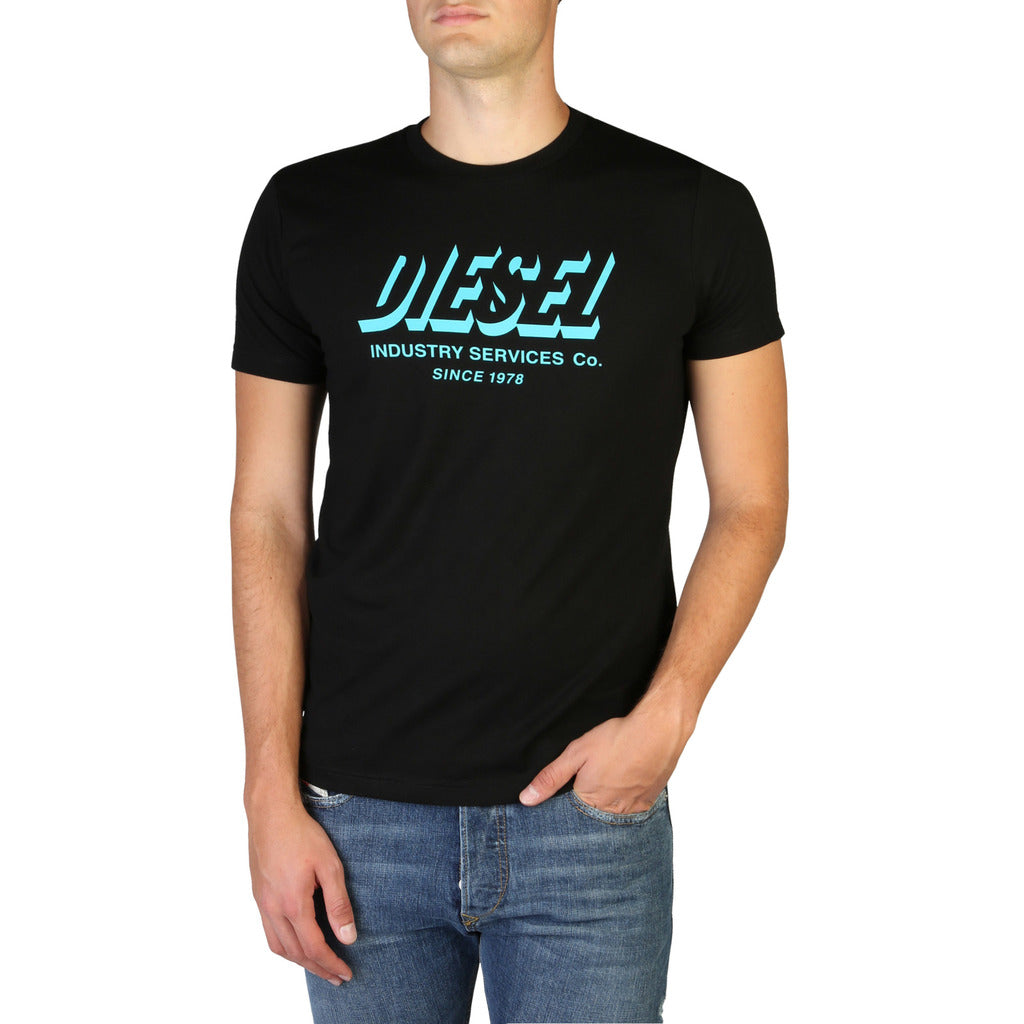 DIESEL  T-DIEGOS-A5 black/light blue cotton T-Shirt