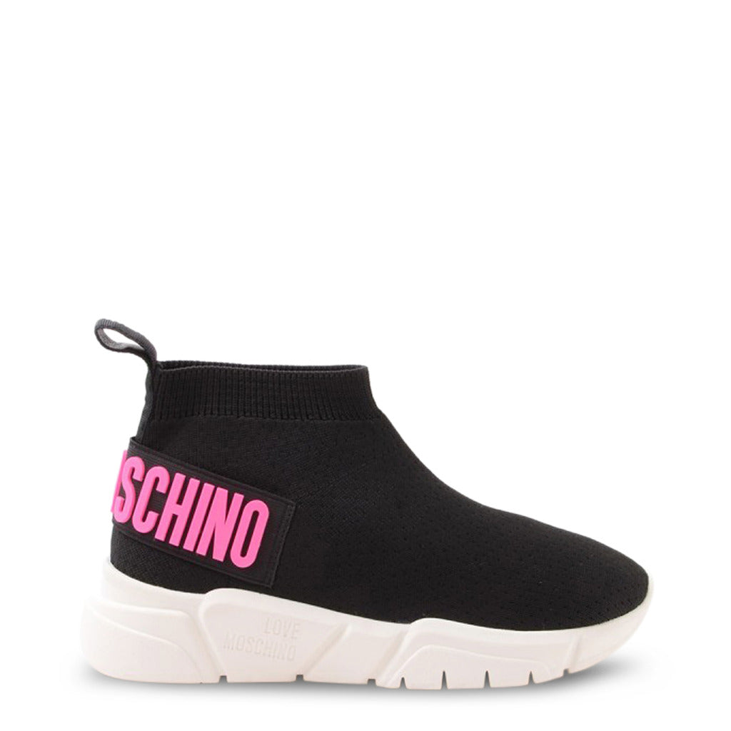 LOVE MOSCHINO black fabric Hi Top Sneakers