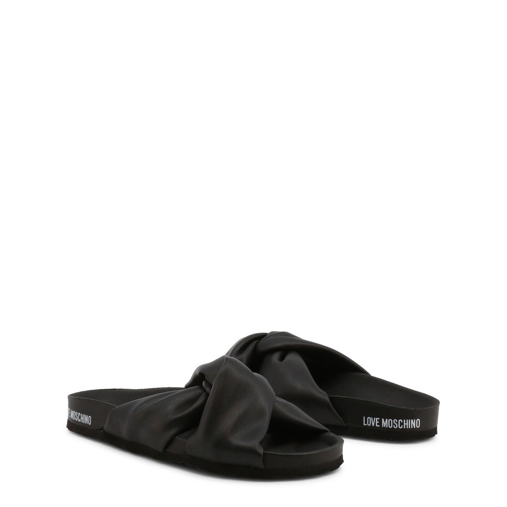 LOVE MOSCHINO black faux leather Sandals