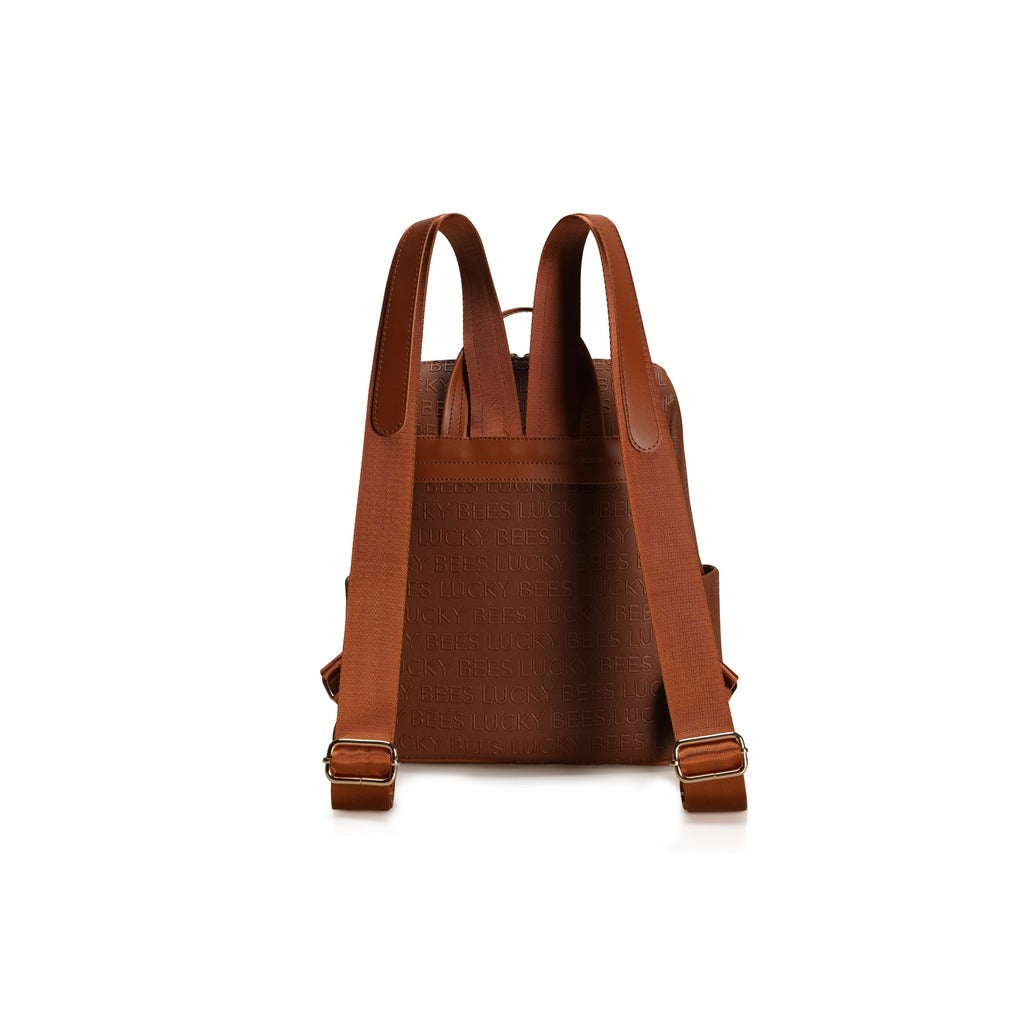 LUCKY BEES brown faux leather Backpack