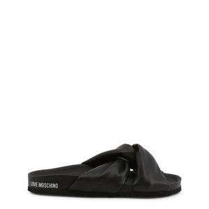 LOVE MOSCHINO black faux leather Sandals