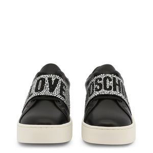 LOVE MOSCHINO black/silver faux leather Sneakers