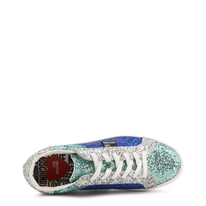 LOVE MOSCHINO blue/silver glitter Sneakers