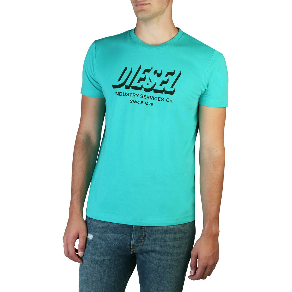 DIESEL T-DIEGOS-A5 light blue/black cotton T-Shirt