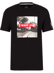 ARMANI EXCHANGE I WANT YOU black cotton T-shirt