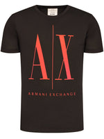 Load image into Gallery viewer, ARMANI EXCHANGE black/red cotton T-shirt
