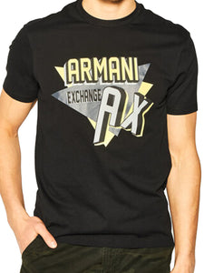 ARMANI EXCHANGE AX black cotton T-shirt